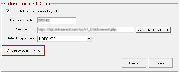 The electronic ordering interface window for ATD Connect.