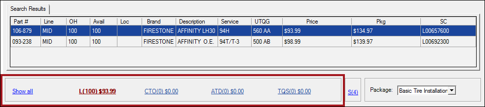 The links below the search results circled.
