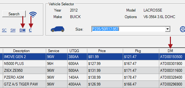 The DM column with the coding on.