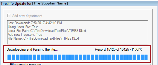 The progress bar during downloading and parsing.