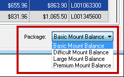 The Package dropdown list expanded under the search results.