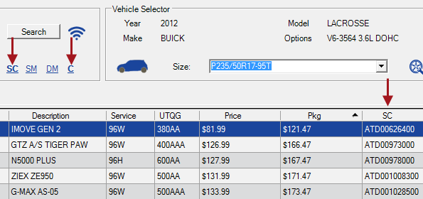 The SC column with the coding on.
