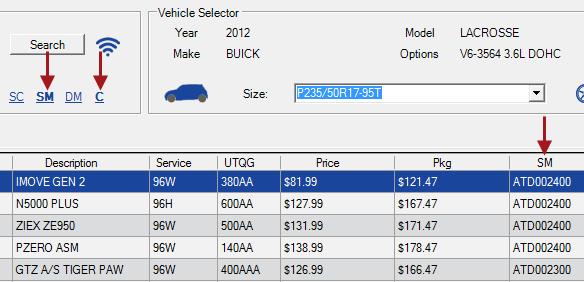 The SM column with the coding on.