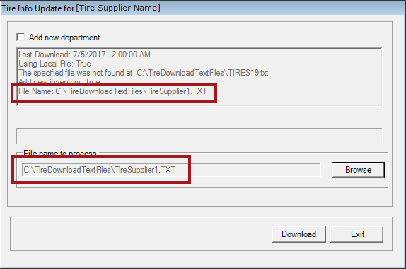 the selected file in the top of the window and the file name to process field.