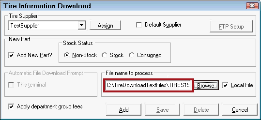 the file location in the field.