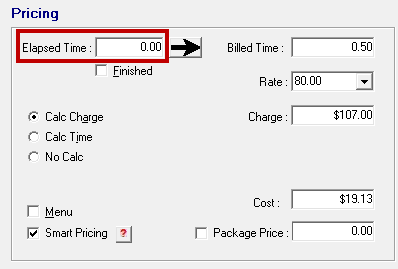 The Elapsed Time field on the Editing Labor window.
