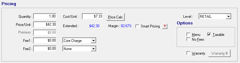 The pricing section.