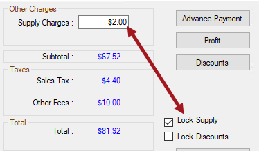 The Lock Supply box and Supply Charges.