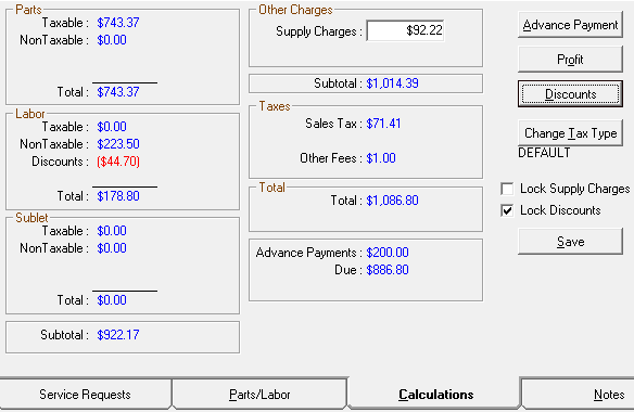 The Calculations tab.