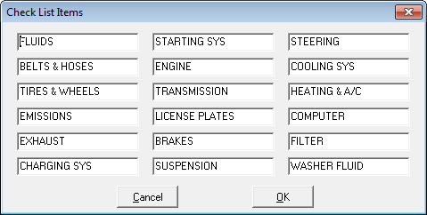 The Check List Items window.