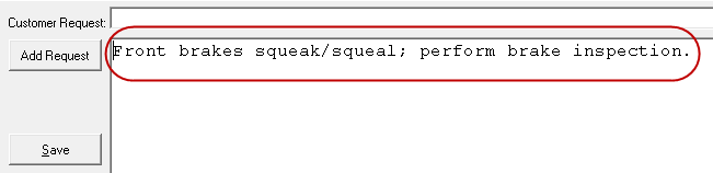 The service request tab of an open ticket with content in the request box.