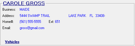 The customer section of the Parts/Labor tab.