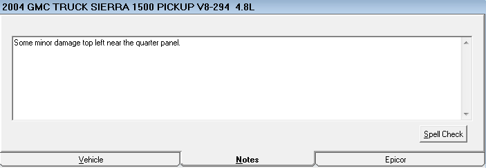 The Notes tab with a note entered.