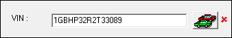 The VIN field with a number entered and a red X.
