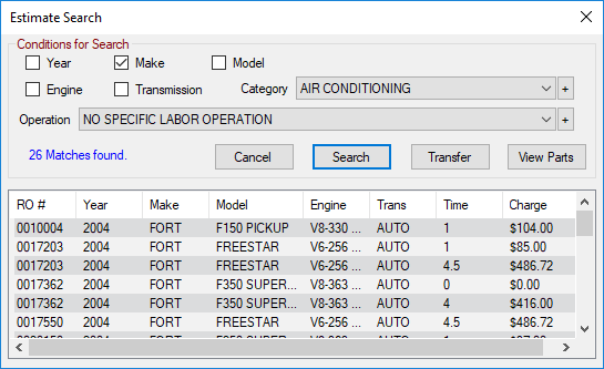 The list of matching tickets.