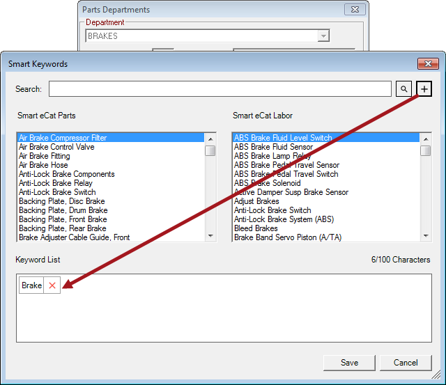 A keyword added to the Keyword List.