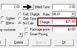 The Charge field on the Editing Labor window.