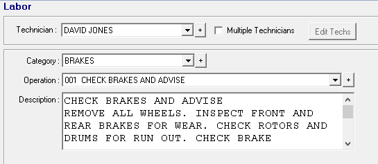 The labor section of the Edtiting Labor window.