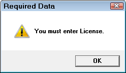 The prompt that says you must enter a license plate number.