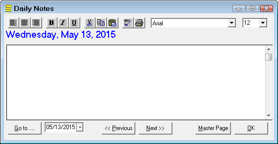 The Daily Notes window.