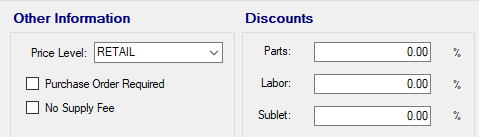 The Other Information section of the customer record.
