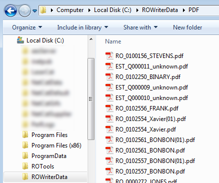 Printed PDFs in the folder in Windows Explorer.
