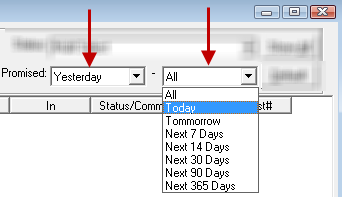The Promised dropdown lists with criteria selected.