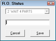 A status selected and the cursor in the blank field.
