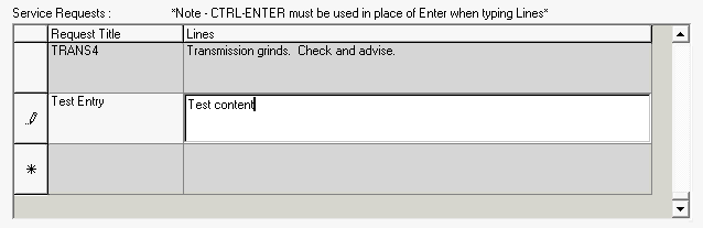 The Line field being edited.