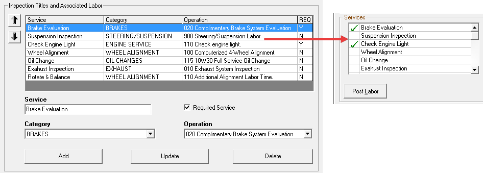 The top half of the service request options side by side with the services section.