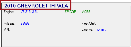 The vehicle section with the vehicle link circled.
