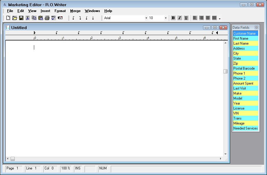 The Basic Word Processor Window.