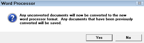 The prompt notifying you that you are about to convert to the new format.