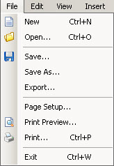 The File menu at the top of the Advanced Word Processor Window.