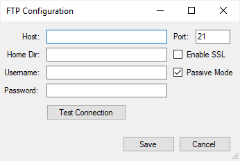 The FTP Configuration window. 
