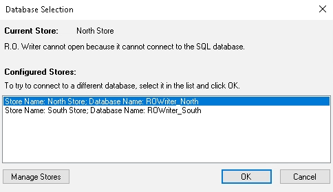 The Database Selection wizard.