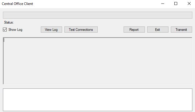 The Central Office Client transmission window.