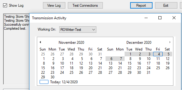The Transmission Activity window. 