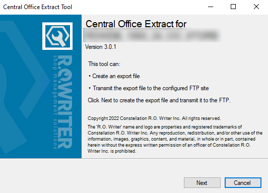 The store export opening window.