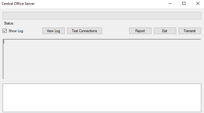 The Central Office Server transmission window.