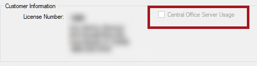 The Central Office Server Usage box unchecked and disabled.