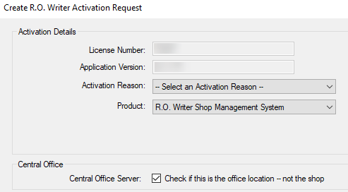 The activation window with the office location box checked. 