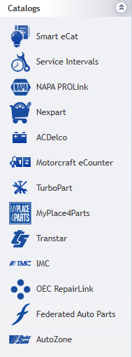The catalog section of the quick launch.