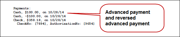 The advanced payment information on printed tickets.