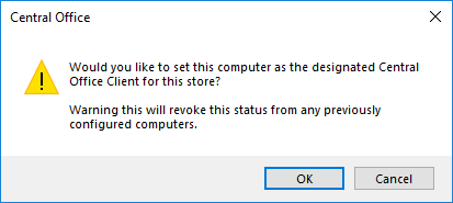 The warning message about assigning the store to the current machine.