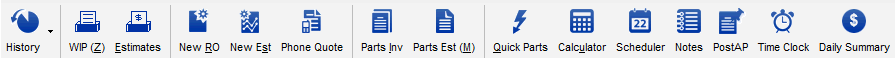 The main toolbar of the main module.