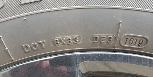 The DOT number on a tire.