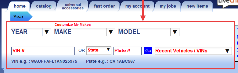 The Reselect IMC vehicle button pointing to the vehicle selection options on the IMC catalog window.