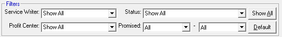 The Search and Filter area of the in progress windows.